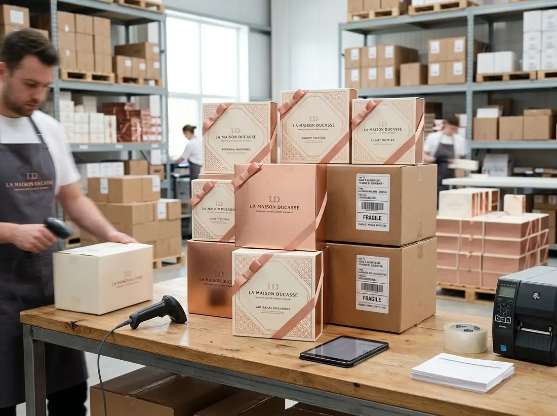 Organized dispatch and packaging logistics for sweet businesses